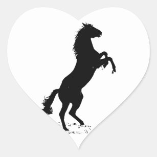 Rearing Horse Silhouette Heart Sticker