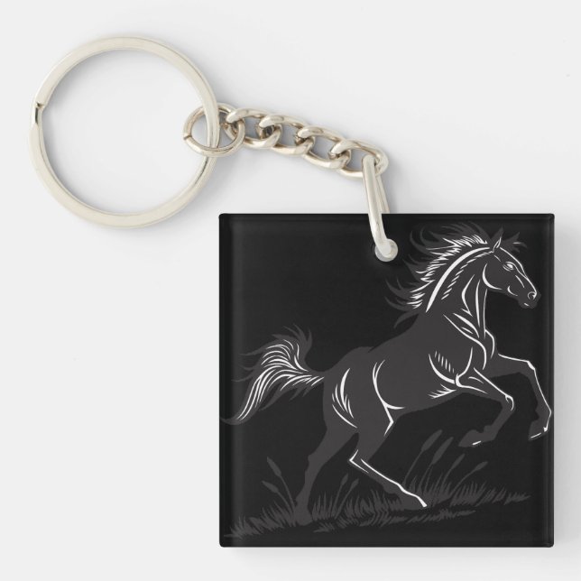 Rearing Horse Silhouette Keychain (Front)