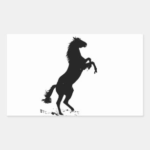 Rearing Horse Silhouette Rectangular Sticker