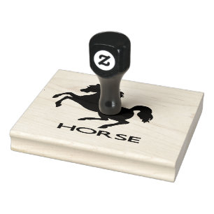 Rearing horse silhouette rubber stamp