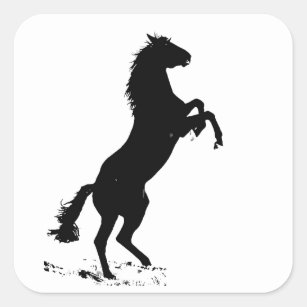 Rearing Horse Silhouette Square Sticker
