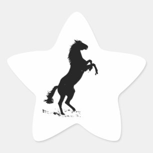 Rearing Horse Silhouette Star Sticker
