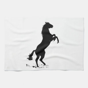 Rearing Horse Silhouette Tea Towel