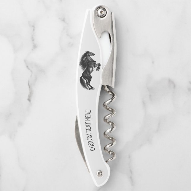 Rearing Horse Waiter's Corkscrew with Custom Text (Back)