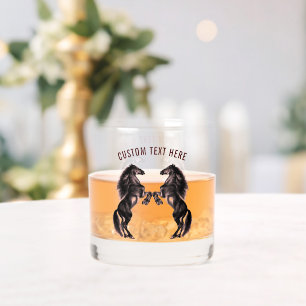Rearing Horses Custom Text Personalised Whiskey Glass