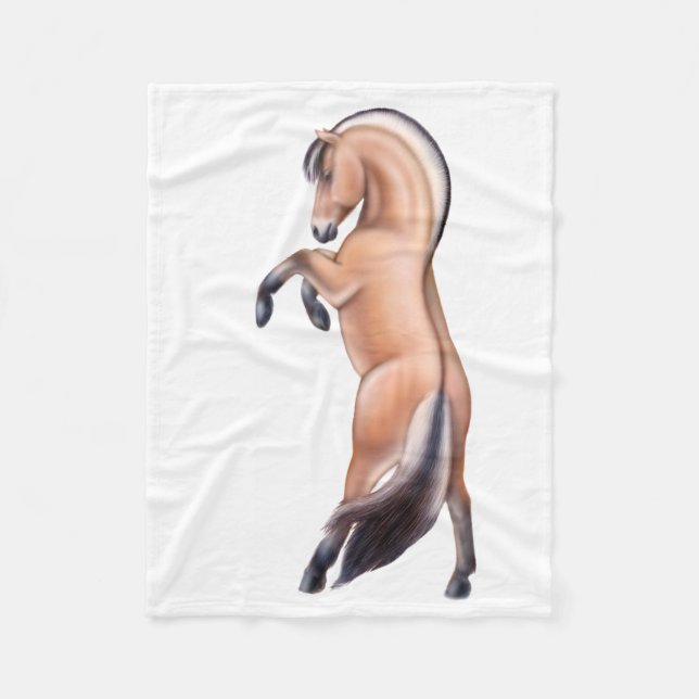 Rearing Norwegian Fjord Horse Fleece Blanket (Front)