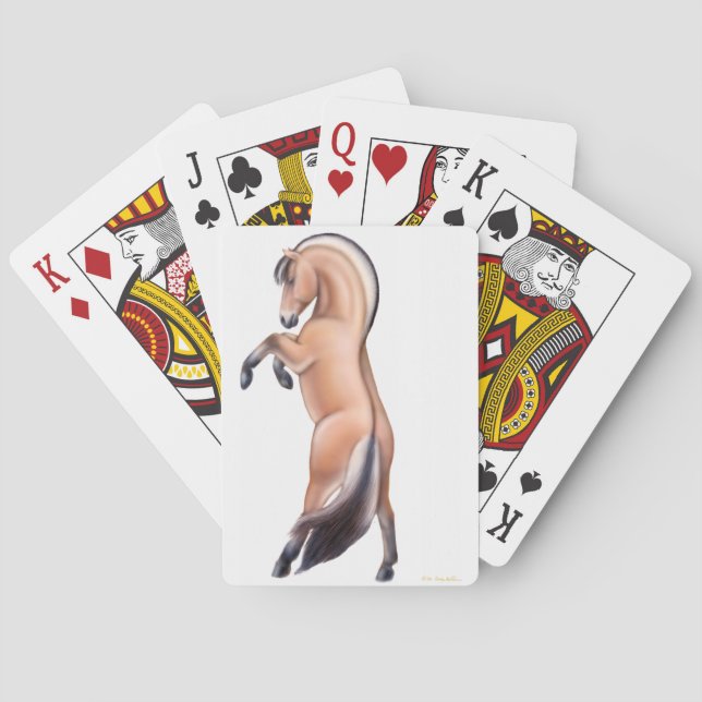 Rearing Norwegian Fjord Horse Playing Cards (Back)