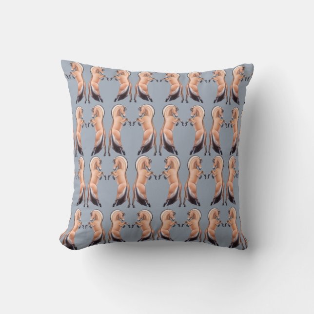 Rearing Norwegian Fjord Horses Pillow (Front)