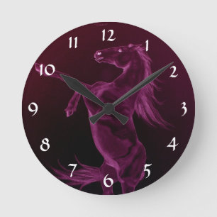 Rearing purple friesian horse Clock