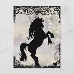 Rearing Silhouette Horse Postcard