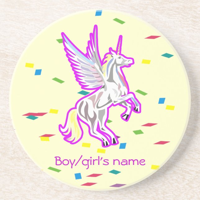 Rearing Unicorn Guardian Angel Coaster (Front)