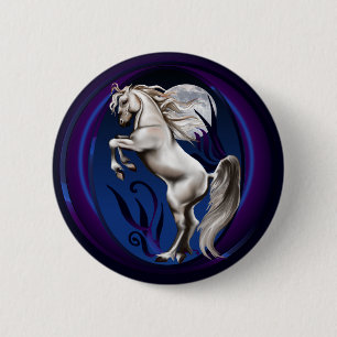 Rearing White Horse Oval Button