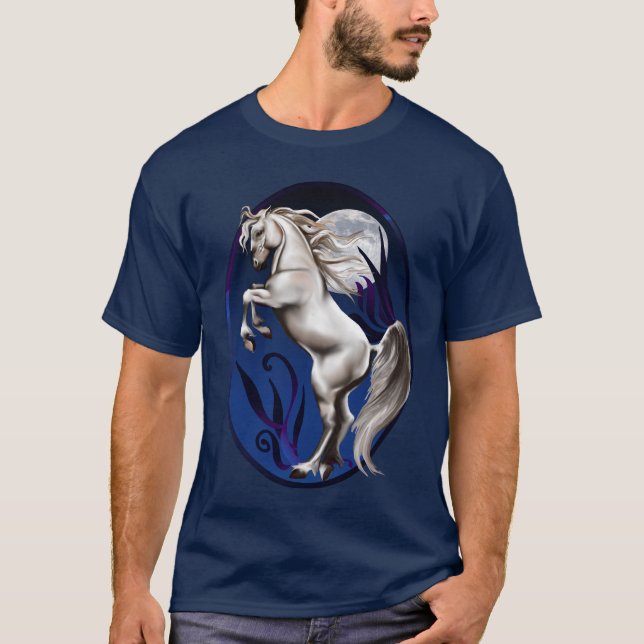 Rearing White Horse Oval Shirt (Front)