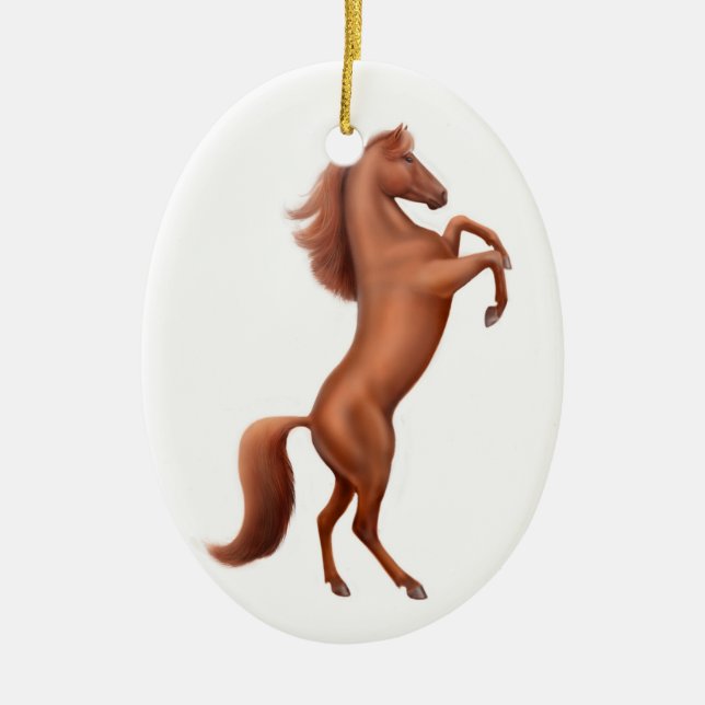 Rearing Wild Stallion Ornament (Front)