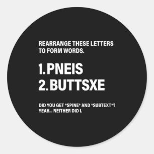 Rearrange These Letters To Form Words  Classic Round Sticker