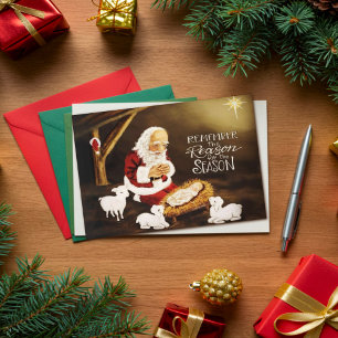 Reason for the Season Santa with Jesus Card