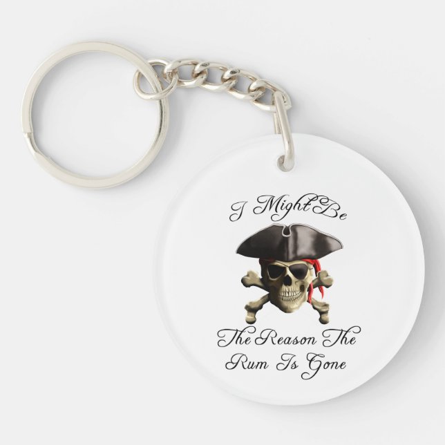 Reason The Rum Is Gone Pirate Skull Key Ring (Front)