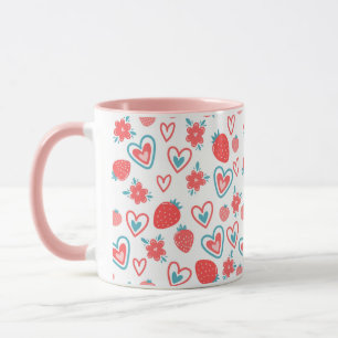Reasons for strawberries, hearts and small mug
