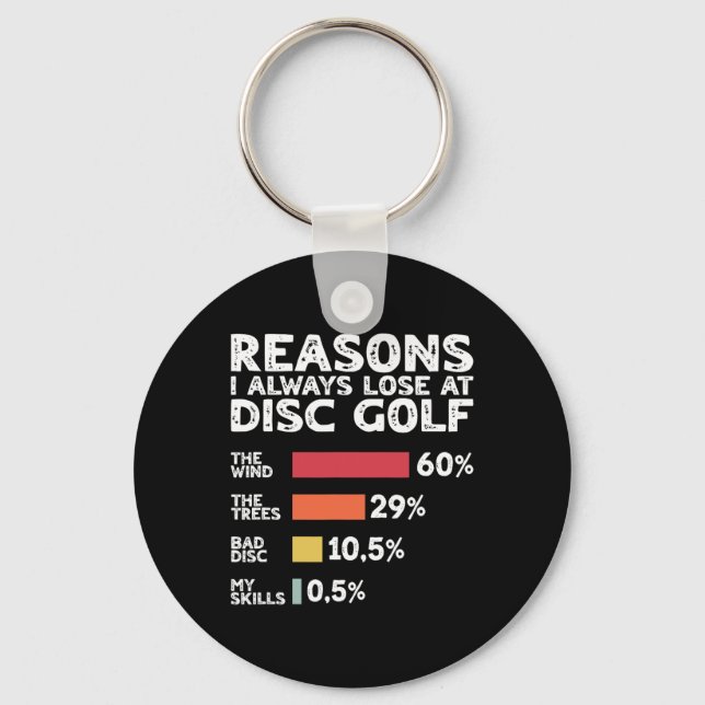 Reasons I Always Lose At Disc Golf Funny Disc Golf Key Ring (Front)