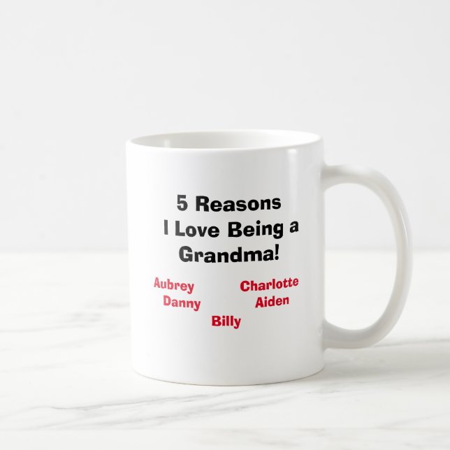 "Reasons I Love Being a Grandma!" Personalised Mug (Right)