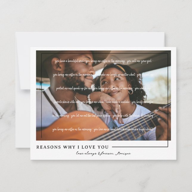 Reasons I Love You | Personalised Couples Photo  Holiday Card (Front)