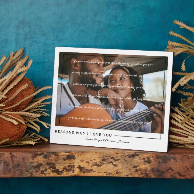 Reasons I Love You | Personalised Couples Photo Plaque (Side)