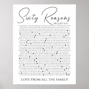 Reasons we love about you 90,80 70, 60, 50, poster