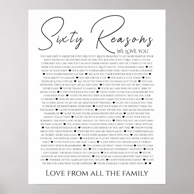 Reasons we love about you 90,80 70, 60, 50, poster (Front)
