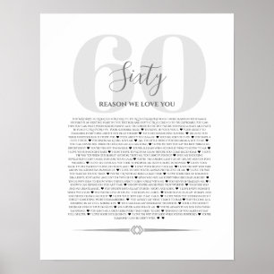 Reasons we love about you 90,80 70, 60, 50, poster