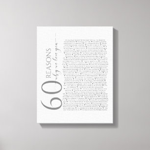 reasons we love you, 50 Reasons, 60th birthday Can Canvas Print