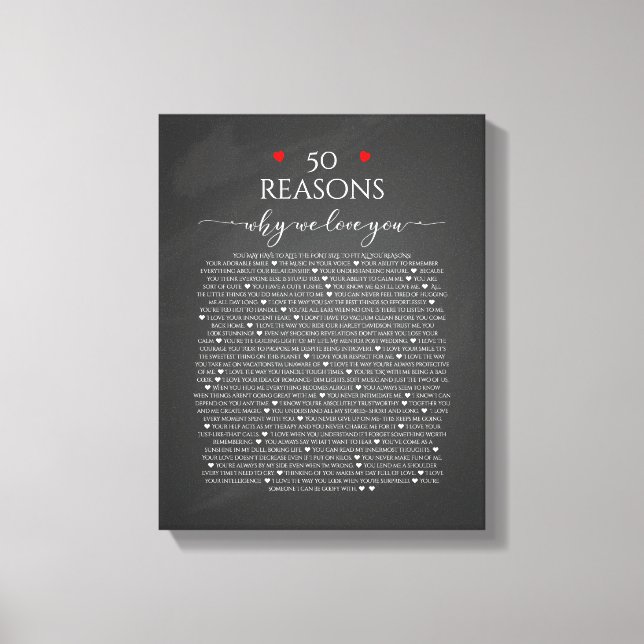reasons we love you, 50 Reasons, 60th birthday Canvas Print (Front)