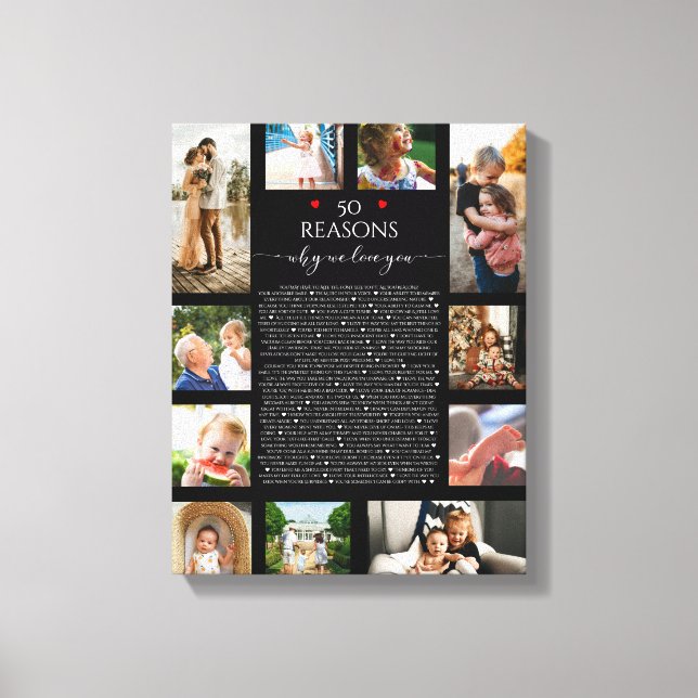reasons we love you, 50 Reasons, 60th birthday Canvas Print (Front)