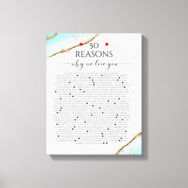 reasons we love you, 50 Reasons, 60th birthday Canvas Print (Front)