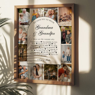 Reasons We Love You Grandma & Grandpa Photo Grid Poster