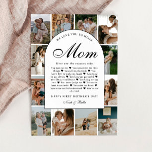 Reasons We Love You Mom Photo Grid Collage Card