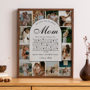 Reasons We Love You Mom Photo Grid Collage Poster