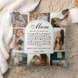Reasons We Love You Mum Photo Grid Collage Cushion