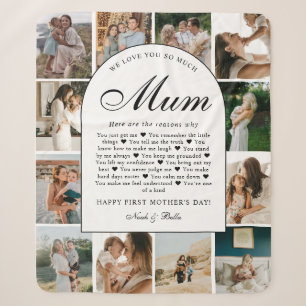 Reasons We Love You Mum Photo Grid Collage Sherpa Blanket