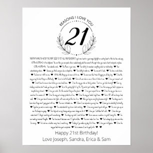 reasons why I love you 21st birthday Poster