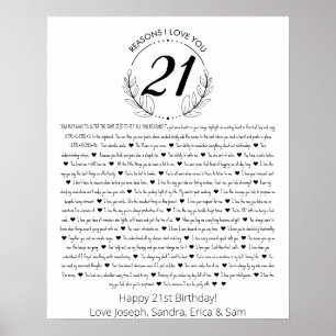 reasons why I love you 21st birthday Poster