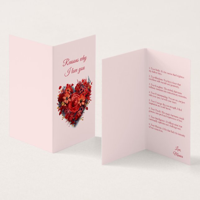 Reasons Why I love You | Custom Valentine's Card (Inside and Outside)
