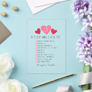 reasons why I love you. unique valentines day gift Acrylic Invitations