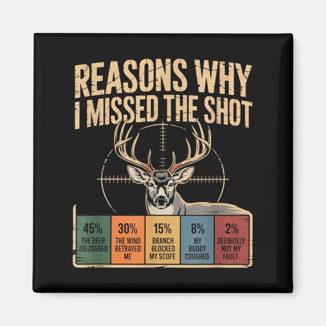 Reasons Why I Missed The Shot Funny Deer Hunting E Magnet (Front)