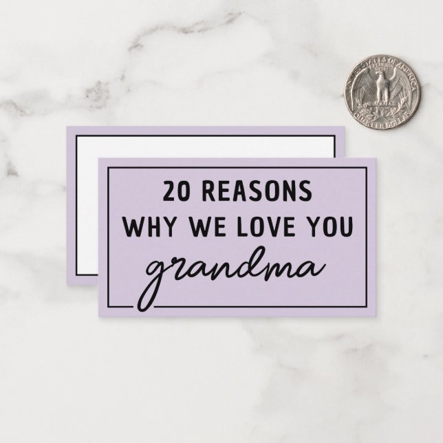 Reasons Why We Love You Grandma Cute Card (Front/Back In Situ)
