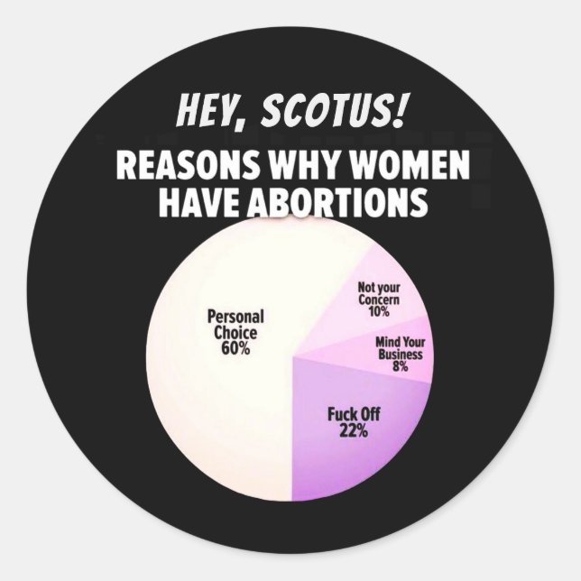 Reasons women have abortions classic round sticker (Front)