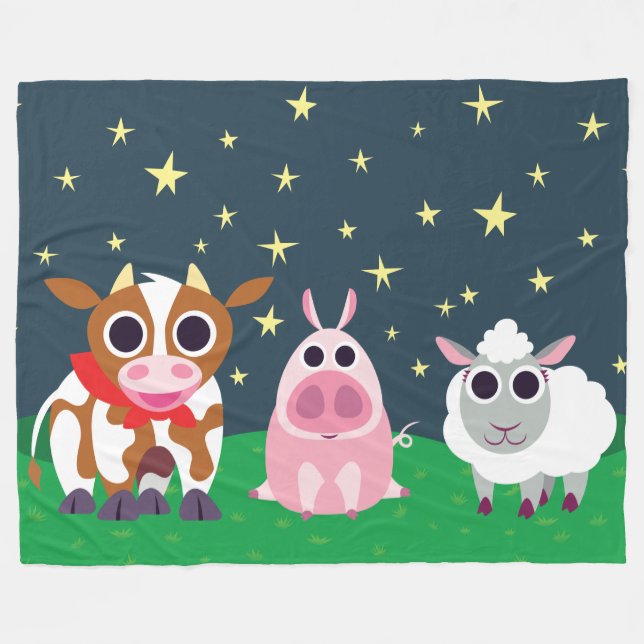 Reba, Leary, and Lulu at Night Fleece Blanket (Front (Horizontal))