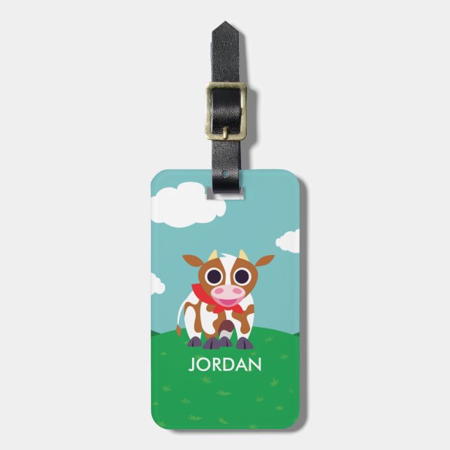 Reba the Cow Luggage Tag (Front Vertical)