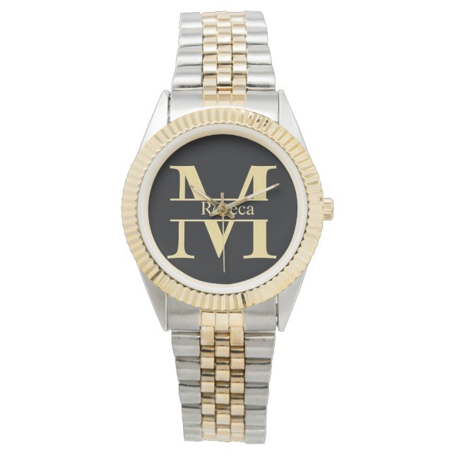 Rebeca Merlusca Oversized Two-Tone Bracelet Watch (Front)