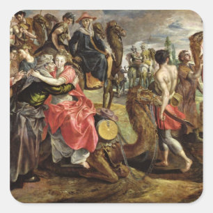 Rebecca Bidding Farewell to her Family, c.1562 Square Sticker