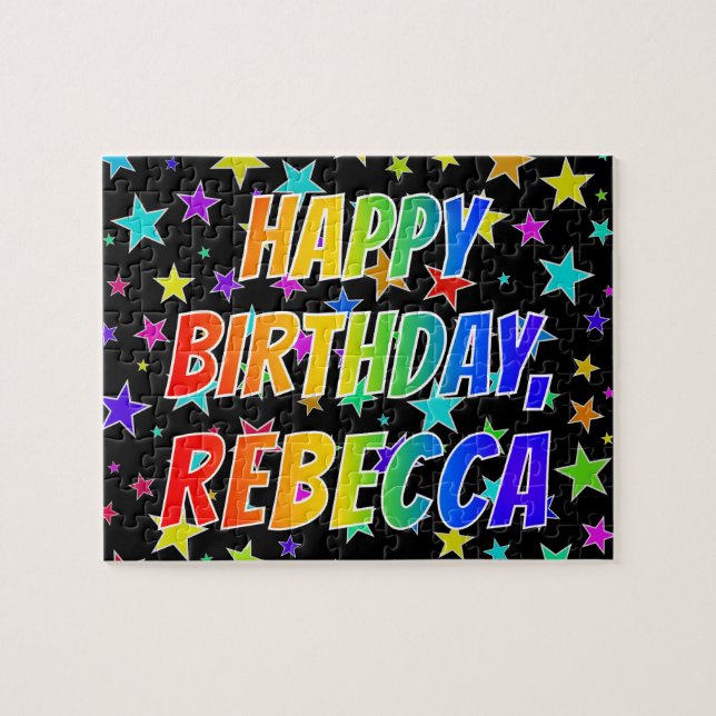 "REBECCA" First Name, Fun "HAPPY BIRTHDAY" Jigsaw Puzzle (Horizontal)